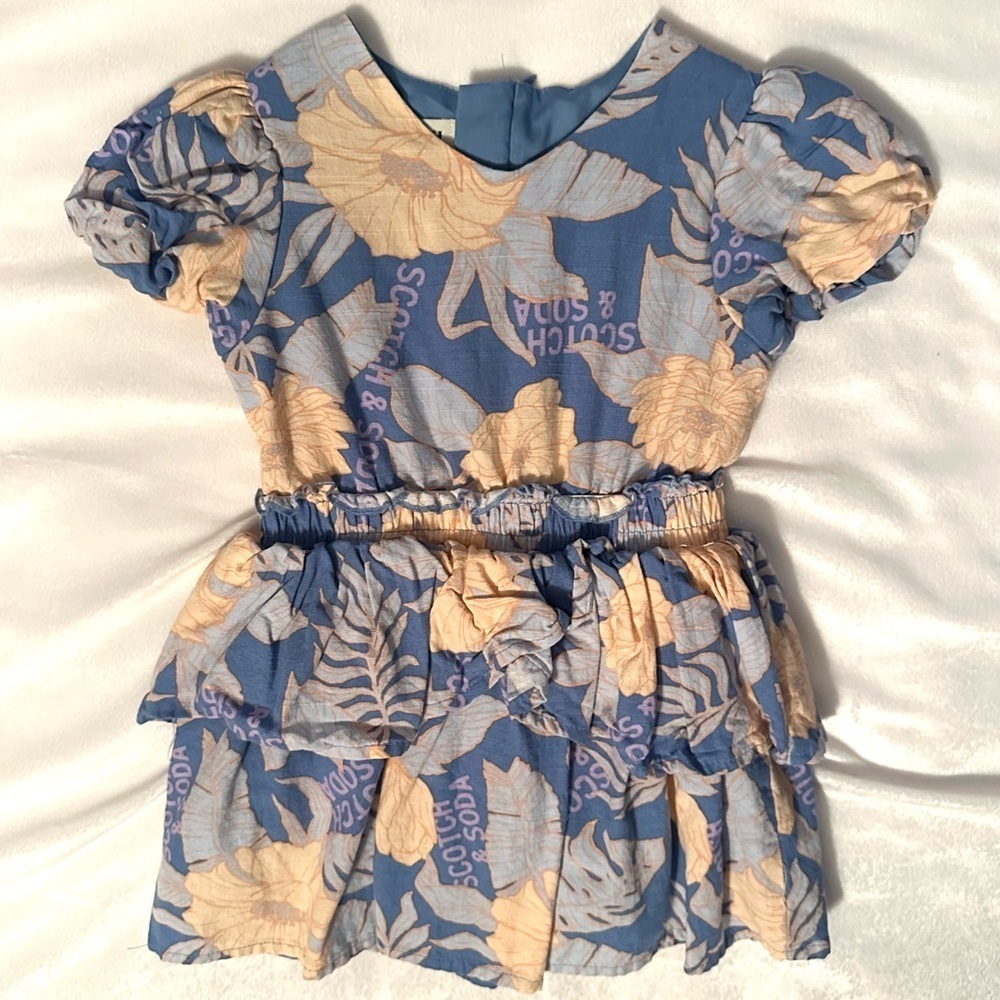 Scotch & Soda Riviera Printed Floral Tiered Short Sleeve Dress Toddler Girl 3T